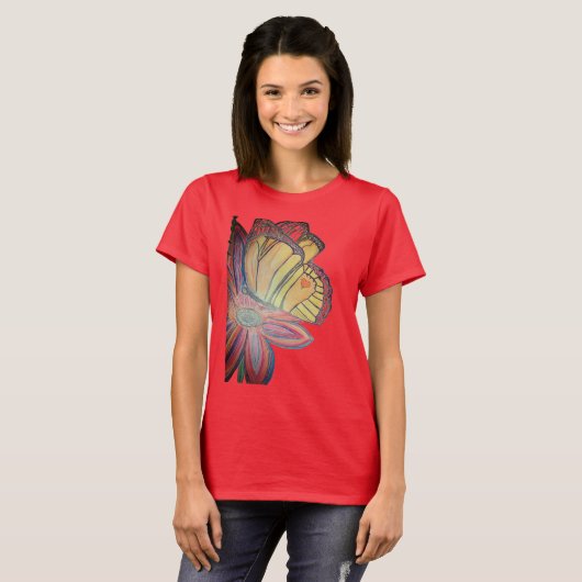 Butterfly landing on flower beautiful T-Shirt (Vorne ganz)