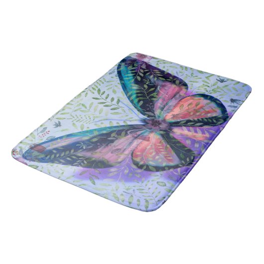 Butterfly Large Bath Mat Blue Badematte (Schrägansicht)