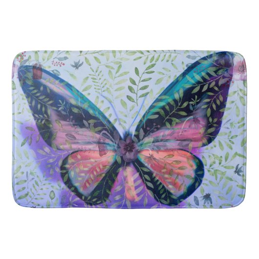 Butterfly Large Bath Mat Blue Badematte (Vorderseite)