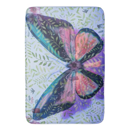 Butterfly Large Bath Mat Blue Badematte (Vorderseite Vertikal)
