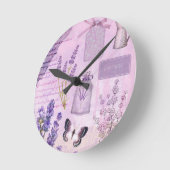 Butterfly Lavender Lilac Floral Ephemera Runde Wanduhr (Winkel)