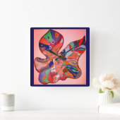 Butterfly Leaf Portrait Clock Quadratische Wanduhr (Zuhause)