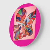 Butterfly Leaf Portrait Round Clock Große Wanduhr (Winkel)
