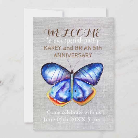Butterfly Leinwand Foto Einladung (Vorderseite)