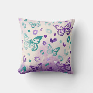 Butterfly Leiopard Lila Grau Kissen