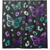 Butterfly Leopard Black Duschvorhang (Vorderseite)