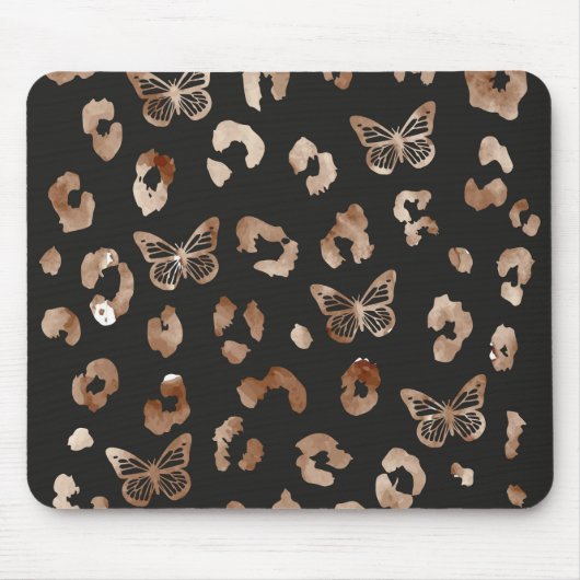 Butterfly Leopard Black Mouse Pad Mousepad (Vorne)