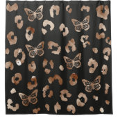 Butterfly Leopard Black Pattern Duschvorhang (Vorderseite)