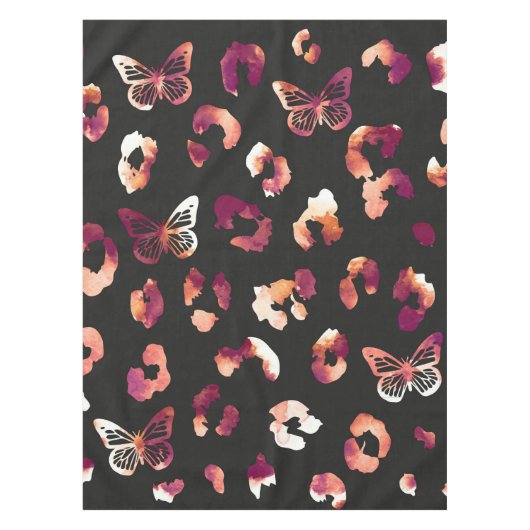 Butterfly Leopard Black Tableclout Tischdecke (Vorderseite)