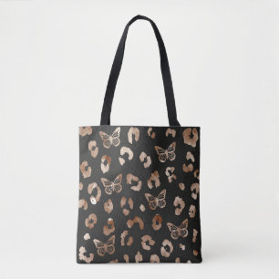 Butterfly Leopard Black Tote Bag Tasche