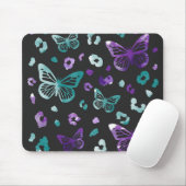 Butterfly Leopard Lila Black Mouse Pad Mousepad (Mit Mouse)