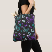 Butterfly Leopard Lila Black Tote Bag Tasche (Von Nahem)