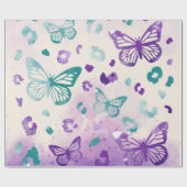 Butterfly Leopard Lila weiß Geschenkpapier (Flach)