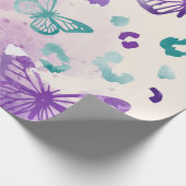 Butterfly Leopard Lila weiß Geschenkpapier (Ecke)