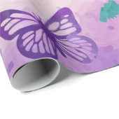 Butterfly Leopard Lila weiß Geschenkpapier (Rolleneckpunkt)