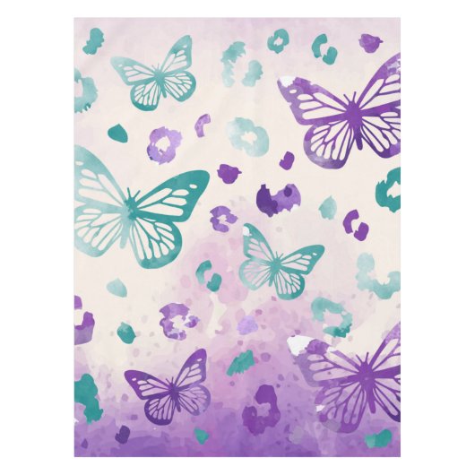 Butterfly Leopard Lila White Tischdecke (Vorderseite)