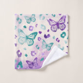 Butterfly Leopard White Badhandtuch Set (Waschlappen)