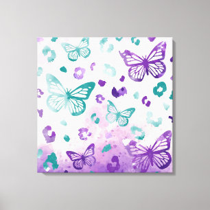 Butterfly Leopard White Leinwanddruck