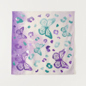 Butterfly Leopard White Wandteppich (Vorderseite (Horizontal))
