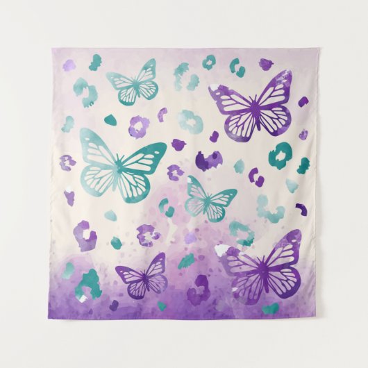 Butterfly Leopard White Wandteppich (Vorderseite)