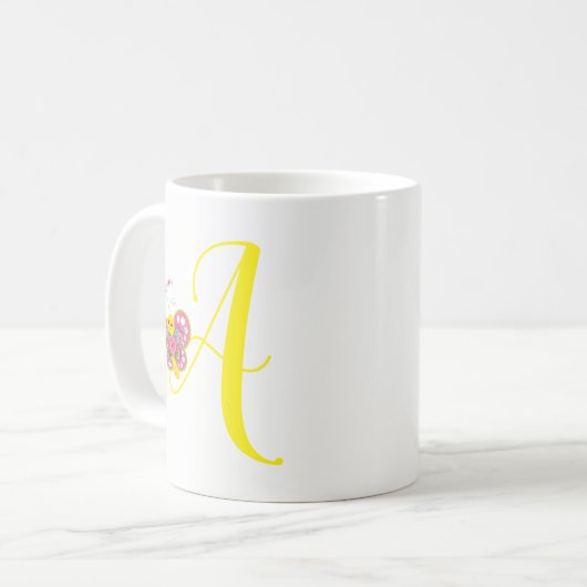 Butterfly Letter A Floral Tasse (Vorderseite Links)