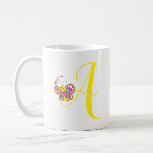 Butterfly Letter A Floral Tasse (Links)