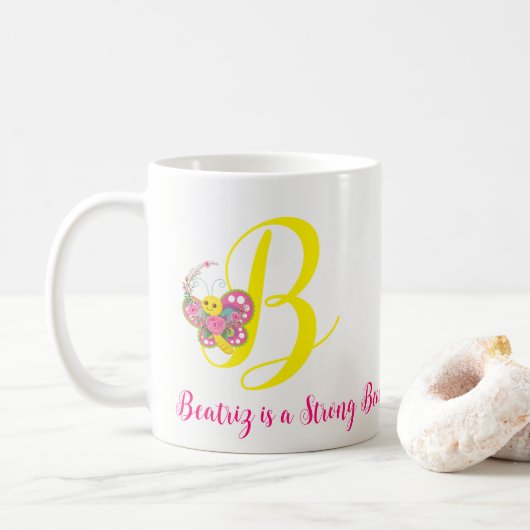 Butterfly Letter B Floral Tasse (Mit Donut)