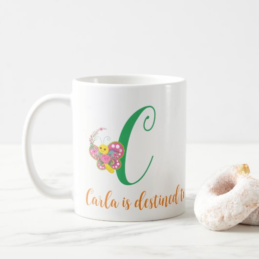 Butterfly Letter C Floral Tasse (Mit Donut)