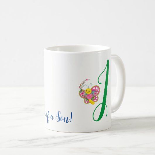 Butterfly Letter J Floral Tasse (VorderseiteRechts)