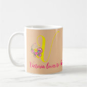 Butterfly Letter V Floral Tasse (Links)