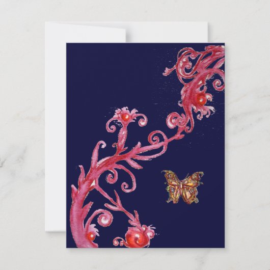 BUTTERFLY, leuchtend rot blau Einladung (Vorderseite)