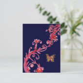 BUTTERFLY, leuchtend rot blau Einladung (Stehend Vorderseite)