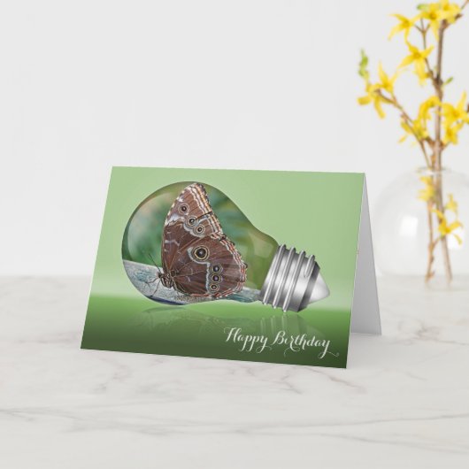 Butterfly Light Bulb Karte (Gelbe Blume)