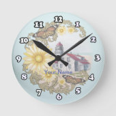 Butterfly Lighthouse Clock Runde Wanduhr (Vorderseite)