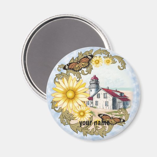 Butterfly Lighthouse-Magnet Magnet (Vorderseite/Rückseite)