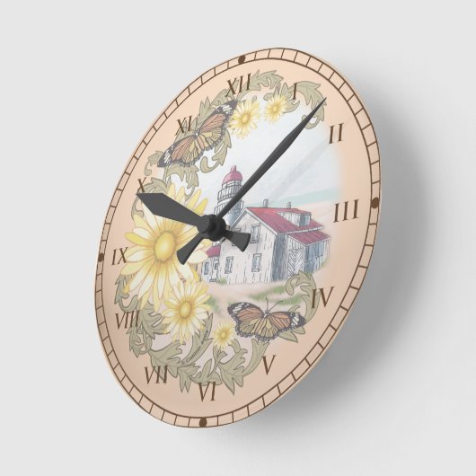 Butterfly Lighthouse Runde Wanduhr (Winkel)