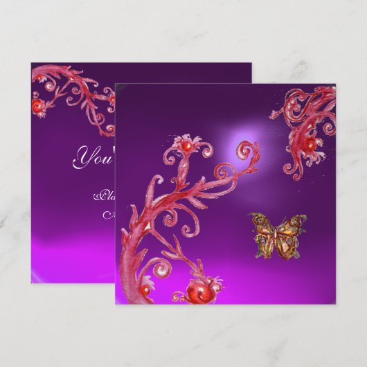 BUTTERFLY LILA AMETHYST hellrosa Einladung (Vorne/Hinten)