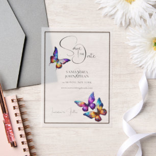 Butterfly lila-blauer Orange Save the Date Pergament Einladungen