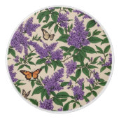 Butterfly-Lila-Blumen und Schmetterlinge Keramikknauf (Vorderseite)