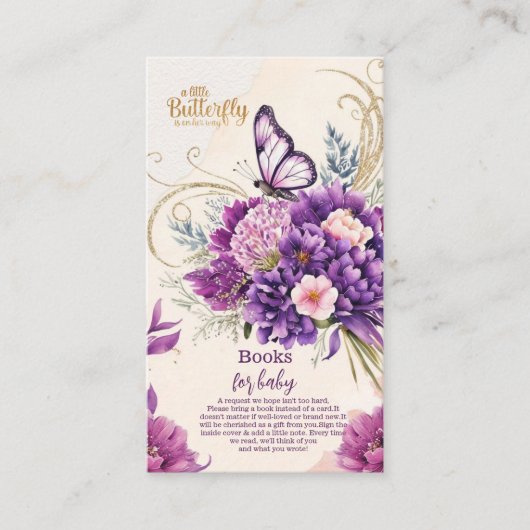 Butterfly Lila Blumenpinsel-Girlbücher für Kinder Begleitkarte (Vorderseite)