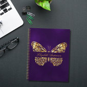 Butterfly lila Goldname Notizblock