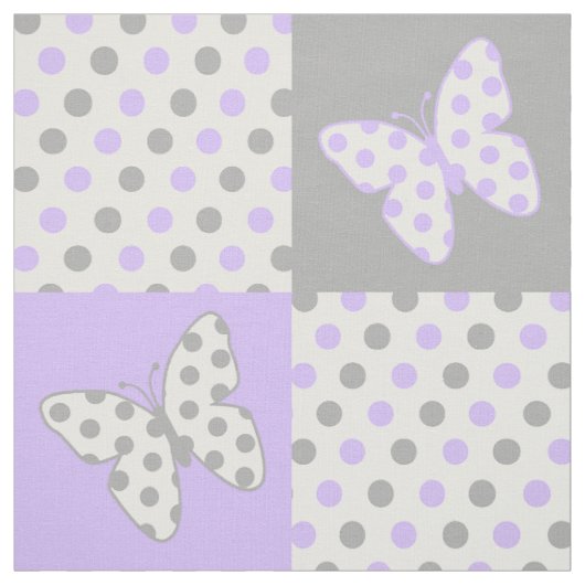 Butterfly Lila Gray Polka Dots Stoff (Muster)