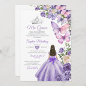 Butterfly Lila Lilac Quinceanera Geburtstagskrone Einladung (Vorne/Hinten)