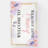 Butterfly Lila Pink Girl Babydusche Hintergrund Banner (Vertikal)