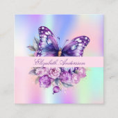 Butterfly-lila-QR-Code für soziale Medien Quadratische Visitenkarte (Vorderseite)