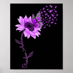 Butterfly Lila Ribbon Sonnenblumen Überdosierung A Poster