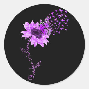 Butterfly Lila Ribbon Sonnenblumen Überdosierung A Runder Aufkleber