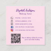 Butterfly lila rosa Blume QR-Code für soziale Medi Quadratische Visitenkarte (Rückseite)