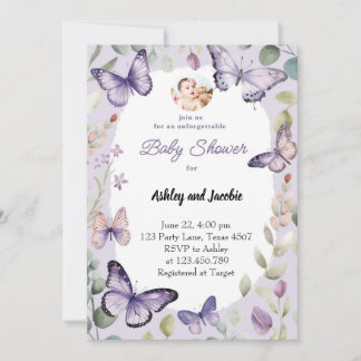 Butterfly Lila Vegetation Floral Girl Einladung