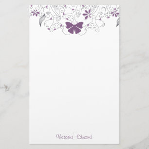 Butterfly Lila Whimsy Personalisiert Stationierung Briefpapier